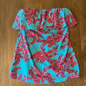 Lilly Pulitzer Turquoise and Pink Tube Top